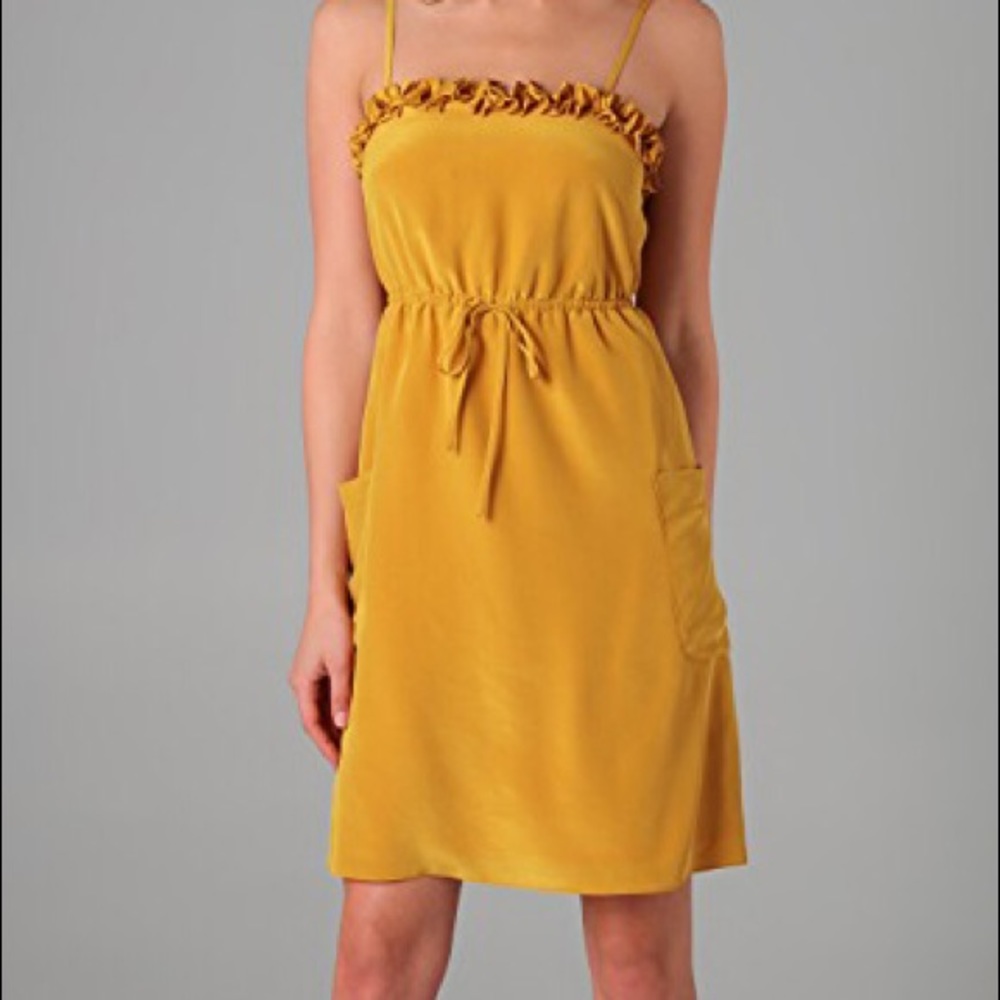 MARC JACOBS Fleetwood Gold Silk Ruffle Dress